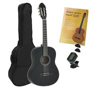 Juan Miguel Navarrez chitarra da concerto, chitarra classica, 3/4 nero, Starter Set (incl. borsa, plettri, libro con CD, accordatore)