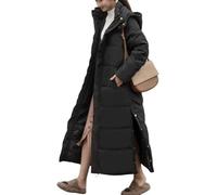 Juankrynord Cappotto Invernale da Donna, Caldo, Antivento, con Cappuccio Lungo Trapuntato Parka Lungo Spesso Caldo con Cappuccio Lungo Fino al Ginocchio con Cappuccio (Nero,XXL)