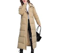 Juankrynord Cappotto Invernale da Donna, Caldo, Antivento, con Cappuccio Trapuntato Parka Lungo Spesso Fino al Ginocchio (Kaki,XXL)