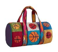 Juankrynord Elegante borsa da viaggio trapuntata a tema basket, perfetta per la palestra la città o il campeggio borsa in tela con ricamo raffigurante un canestro. (Modello 2,18" L x 9" A x 9" P)