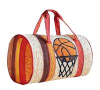 Juankrynord Elegante borsa da viaggio trapuntata a tema basket, perfetta per la palestra la città o il campeggio borsa in tela con ricamo raffigurante un canestro. (Modello 1,16" L x 8" A x 8" P)