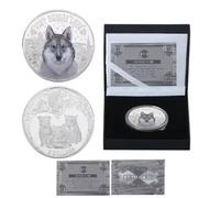 JUANLI Moneda conmemorativa plateada de Lobo de Nieve. Protege la Vida Silvestre. Monedas de desafío. Objeto de colección. Regalos.