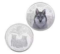 JUANLI Moneda conmemorativa plateada de Lobo de Nieve. Protege la Vida Silvestre. Monedas de desafío. Objeto de colección. Regalos.