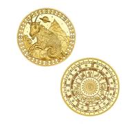 JUANLI Moneda conmemorativa Redonda bañada en Oro con diseño de Las Doce Constelaciones. Colección artística.