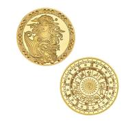 JUANLI Moneda conmemorativa Redonda bañada en Oro con diseño de Las Doce Constelaciones. Colección artística.
