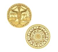 JUANLI Moneda conmemorativa Redonda bañada en Oro con diseño de Las Doce Constelaciones. Colección artística.