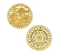 JUANLI Moneda conmemorativa Redonda bañada en Oro con diseño de Las Doce Constelaciones. Colección artística.