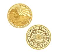 JUANLI Moneda conmemorativa Redonda bañada en Oro con diseño de Las Doce Constelaciones. Colección artística.