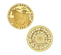 JUANLI Moneda conmemorativa Redonda bañada en Oro con diseño de Las Doce Constelaciones. Colección artística.