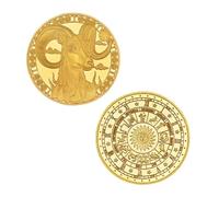 JUANLI Moneda conmemorativa Redonda bañada en Oro con diseño de Las Doce Constelaciones. Colección artística.