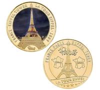 JUANLI Moneta commemorativa Francia Torre Eiffel placcata in Oro 1889 Parigi Torre Eiffel Moneta Sfida Souvenir Regalo per Collezione