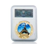 JUANLI Moneta commemorativa Francia Torre Eiffel placcata in Oro 1889 Parigi Torre Eiffel Moneta Sfida Souvenir Regalo per Collezione