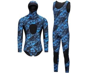 JuanNest 5 MM Neoprene Scuba Diving Neoprene Surf Camouflage Pesca Subacquea Mute per Subacquea con Cappuccio 2 Pezzi Attrezzatura Subacquea,Pelle da Immersione Flessibile Ultra Calda C,M(50-58kg)