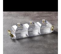 JuanNest da Portata Diviso,Vassoio da Portata per Antipasti,Vassoio Portatile Trasparente,Moderno,Leggero,Antiscivolo con Coperchio E Scomparto Mobile per Caramelle, Frutta, Noci, Snack, Secca E