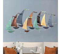 JuanNest Decorazione Murale in Metallo A Forma di Barca A Vela, Grande Decorazione Murale A Forma di Barca A Vela, 51" X 26" Decorazione Murale in Metallo A Forma di Nave,Decorazioni per Il Soggiorno