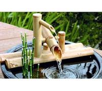 JuanNest Fontana d'Acqua in bambù con Pompa, Fontana Zen da Esterno in bambù, Fontana da Giardino Esterno per La Decorazione del Paesaggio Esterno Indoor, Laghetto Paesaggio Acquatico Cascata L 35CM
