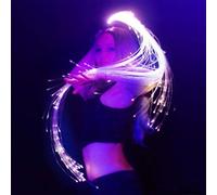 JuanNest Frusta A LED in Fibra Ottica per Danza, Luce Super Luminosa, 7 Colori 4 modalità di Effetto Colore, Girevole A 360° per Danza,Feste,Spettacoli di Luce, Festival Musicali EDM,Spettacolo