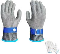 JuanNest Guanti Antitaglio Guanti Resistenti al Taglio Alimentari, Dimensioni Regolabili Guanti da Lavoro di Sicurezza,Guanto Macellaio Senza Taglio per Lavori di Taglio della Carne con Motosega XS