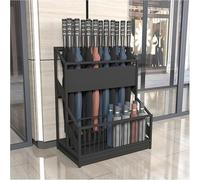 JuanNest Portaombrelli da Esterno in Metallo con Vassoio di Scarico Estraibile,Semplice E Moderno A 2 Strati di Grande capacità per Interno,Portaombrelli per Hotel, può Contenere 30 Ombrelli Black