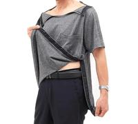JuanNest Post-Chirurgica Camici per Fratture Disabilità da Letto Abbigliamento per Anziani, Abbigliamento Infermieristico Camicie Post Chirurgia Unisex Manica Corta Snap Camicia C,M(50-67kg)