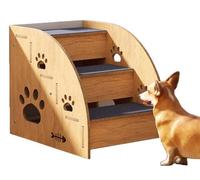 JuanNest Scalini per Animali Domestici, Scale per Interni per Cani, Sicurezza per Letto Alto Scalini per Cani, Scale Antiscivolo in Legno per Cani di Taglia Piccolo Media,Facile da Montare 30×40×35CM