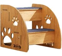 JuanNest Scalini per Animali Domestici, Scale per Interni per Cani, Sicurezza per Letto Alto Scalini per Cani, Scale Antiscivolo in Legno per Cani di Taglia Piccolo Media,Facile da Montare 30×34×30CM