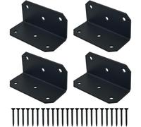 JuanNest Set da 4 Angoli Neri A 90°, Piastre di Giunzione in Metallo, Rinforzi per Assemblaggi, Ferramenta per Mobili, Cassetti, Tavoli E Lavori Domestici 4 PCS