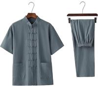 JuanNest Set di Tai Chi Uomini,Uniforme Kung Fu, Tuta per Arti Marziali, Wing Chun Abbigliamento per Meditazione E Qigong, Facile da Indossare, Adatto per Esercizi Mattutini B,190/4XL(92-99kg)