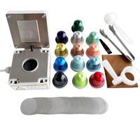 JuanNest Sigillatrice Elettrica Fai da Te per Capsule di caffè,Sigillatrice per Gusci di Alluminio,Macchina per Sigillare Capsule di caffè con 100 Bicchierini E Fogli di Alluminio,Amante del caffè A