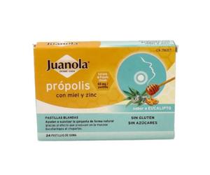 Juanola Propolis Miele e Zinco 24 Gomme Eucalipto - Integratore masticabile