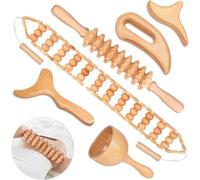 JUANWAN Strumenti per massaggi per terapia del legno, 6 in 1, massaggiatore in legno, strumenti per scolpire il corpo, kit per maderoterapia, strumenti per terapia del legno, per alleviare il dolore