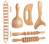 JUANWAN Wood Therapy Massage Tools 6-in-1 Massager Wooden Massager for Body Shaping Massage Tool Set Wood Therapy Tools for Relieving Muscle Pain Body