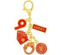 Juanxian Feng Shui Lucky 9 Charm Portachiavi Home Harmony Amuleto Ricchezza Prosperità Successo Amuleto Zen Gift W5510, Rosso, 13*3.5cm