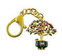 Juanxian Feng Shui - Portachiavi a forma di albero di pesco con scimmia magica e 9 monete, Multicolore, 10.5*3.6*4CM