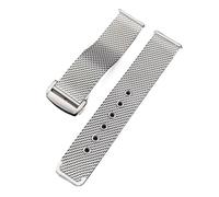 JUANZD Cinturino for orologio Milanese da 20 mm e 22 mm compatibile con Omega 007 compatibile con Seamaster 300 cinturino in maglia di acciaio inossidabile fibbia pieghevole(Silver,20mm)