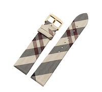 JUANZD Cinturino in pelle e PU con motivo a quadri, 12, 14, 16, 18, 20, 22 mm, nero e marrone, compatibile con la catena for orologio da uomo e da donna BU19384(Rice white goldA,18mm)