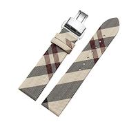 JUANZD Cinturino in pelle e PU con motivo a quadri, 12, 14, 16, 18, 20, 22 mm, nero e marrone, compatibile con la catena for orologio da uomo e da donna BU19384(Rice white silver B,22mm)