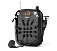 Juarez Amplificatore vocale da 10 W con microfono cablato, altoparlante PA portatile Bluetooth 6.0, radio FM, riproduzione USB/TF, display a LED, ricaricabile di tipo C per insegnamento e formazione