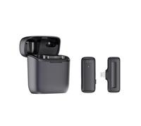 Juarez JRZJ11 - Microfono lavalier wireless doppio con custodia di ricarica, riduzione del rumore, Plug & Play, audio per 2 persone, per iPhone, Android, YouTube e Vlogging