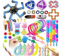 JUAUO 50 Pcs Giocattoli Fidget, Giocattoli Ansiolitici per Bambini e Adulti, Antistress per Autismo e Adhd, Set di Giocattoli Sensoriali per Feste di Compleanno Per Bambini