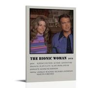 JUAWEYQOEA Poster su tela con stampa artistica da parete con immagine di The Bionic Woman, stile vintage, decorazione estetica per stanze (50 x 75 cm) con cornice