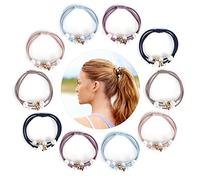 Jubaopen 10pcs Elastici Multicolore per Capelli con Perle finte Corda per Capelli con Perle per Donna Cravatte Fasce per Capelli con Perle Plastica per Coda di Cavallo per Ragazza