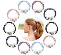 Jubaopen 10pcs Elastici Multicolore per Capelli con Perle finte Corda per Capelli con Perle per Donna Cravatte Fasce per Capelli con Perle Plastica per Coda di Cavallo