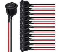 Jubaopen 12PCS Interruttore a Bilanciere On/Off 2-pin, Interruttore Rotondo Interruttore a Levetta Rotondo Interruttore On/Off SPST 125V/10A, 250V/6A, Dimensioni di Installazione 19, 19.5 e 20mm