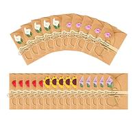 Jubaopen 25 Pcs Carta Kraft di Lettera Biglietto di Auguri con Buste Decorato Cartolina di Cartoncini Augurali con Fiori Secchi Fai da Te Per Compleanno Matrimonio Natale Festa -10.5 * 7cm