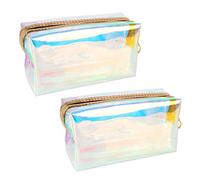 Jubaopen 2pcs Borsa Cosmetica Trasparente Borse da Toilette per Viaggio Impermeabile Sacchetto per Comestici Trousse Trasparente Pochette per Trucchi Portatrucchi Laser da Borsa per Donna
