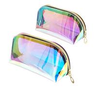Jubaopen 2pcs Borsa Trasparente per Cosmetici Sacchetto Impermeabile Borse da Toilette per Viaggio Laser Pochette Trousse Trasparente per Trucchi
