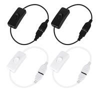 Jubaopen 4PCS Interruttore del Cavo USB 2.0， Interruttore USB on/off Cavo USB con Interruttore on/off Prolunga USB 34cm Cavo Interruttore da Maschio a Femmina， per Ventola USB Strisce LED
