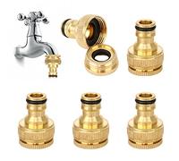 Jubaopen 5Pcs Connettore in Ottone per Tubi Acqua Estensibili Adattatori Acqua Allungabili Raccordi 1/2 3/4 Connettore Doppip per Rubinetto con Filettato da Giardino con 5 Anello in Gomma-4*2,9*1,6cm
