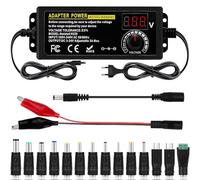 Jubaopen Alimentatore Universale, Adattatore di Alimentatore Regolabile 3V-24V 3A 72W, AC/DC 100V-240V Alimentatore con Linea di Prova, 14 Punte e Convertitore di Polarità per Elettronica Domestica